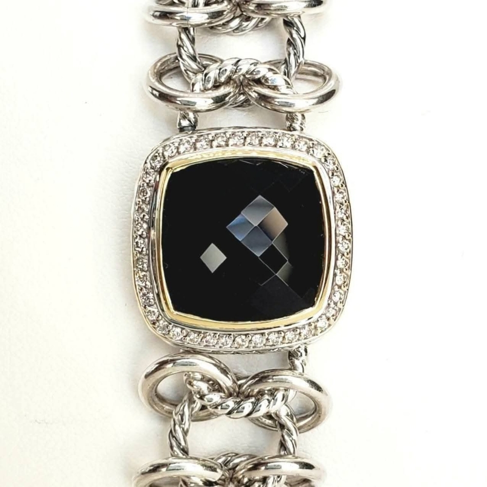 David Yurman Albion Chainmail Bracelet with 18k Gold, Black Onyx & Diamonds - Picture 4 of 9